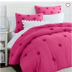 Pottery Barn Teen Fuchsia Pom Pom Comforter Set